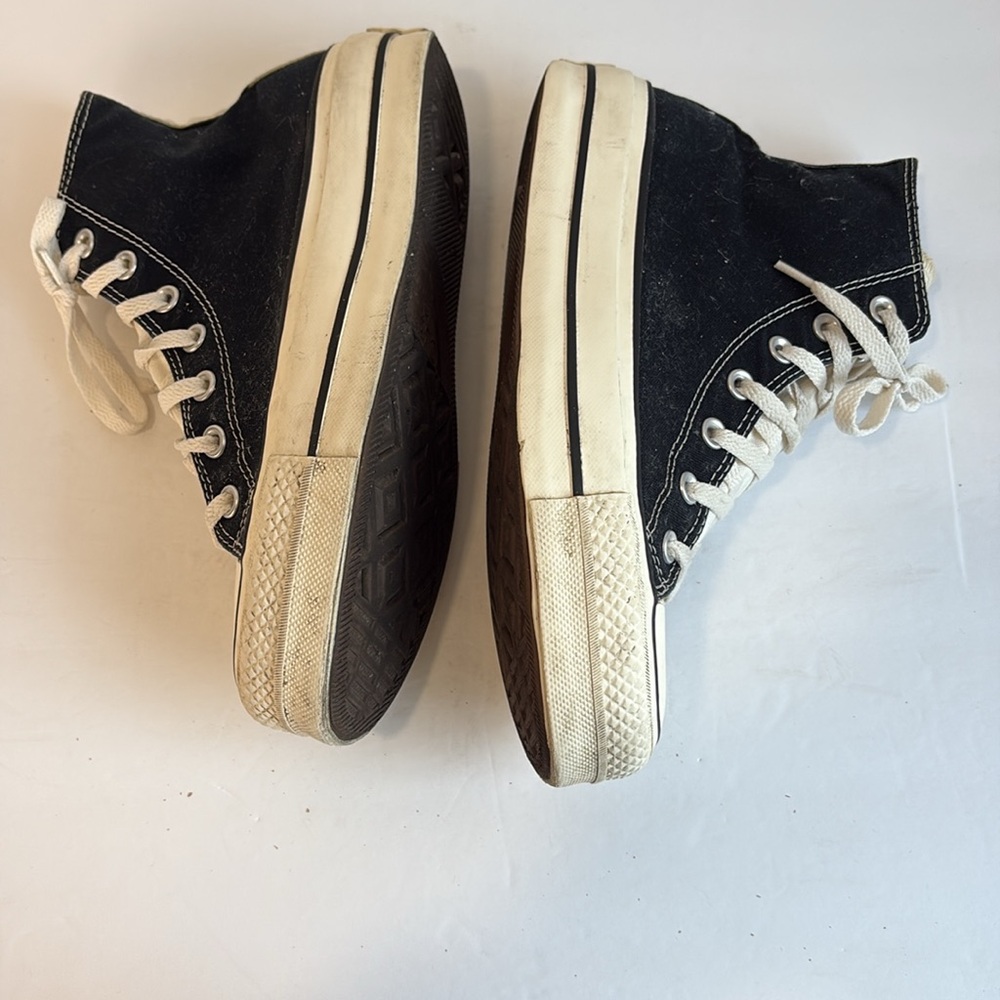 Converse Twisted Black and Zebra Print Plaform Hightops - Picture 7 of 16